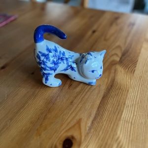 Antique Blue Ceramic Cat
